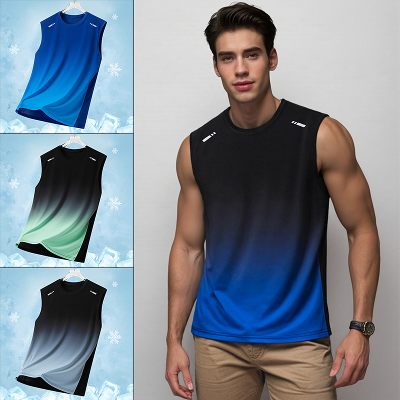 Sleeveless Undershirt - Rompi Olahraga Pria Gradient, Kaos Tanpa
