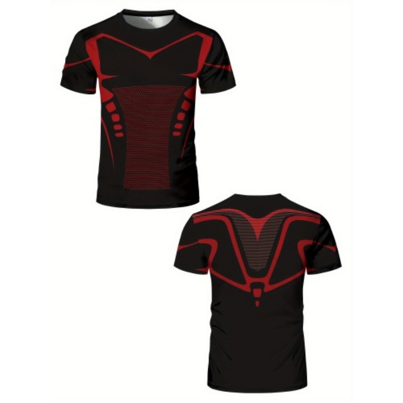 Compression Shorts Athletes - Kaos Kompresi Pria 3D Garis Merah