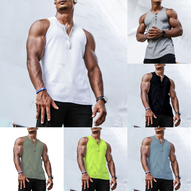 Kaos Henley Tanpa Lengan Pria  - Undershirt Crew Neck ulasan dan harga
