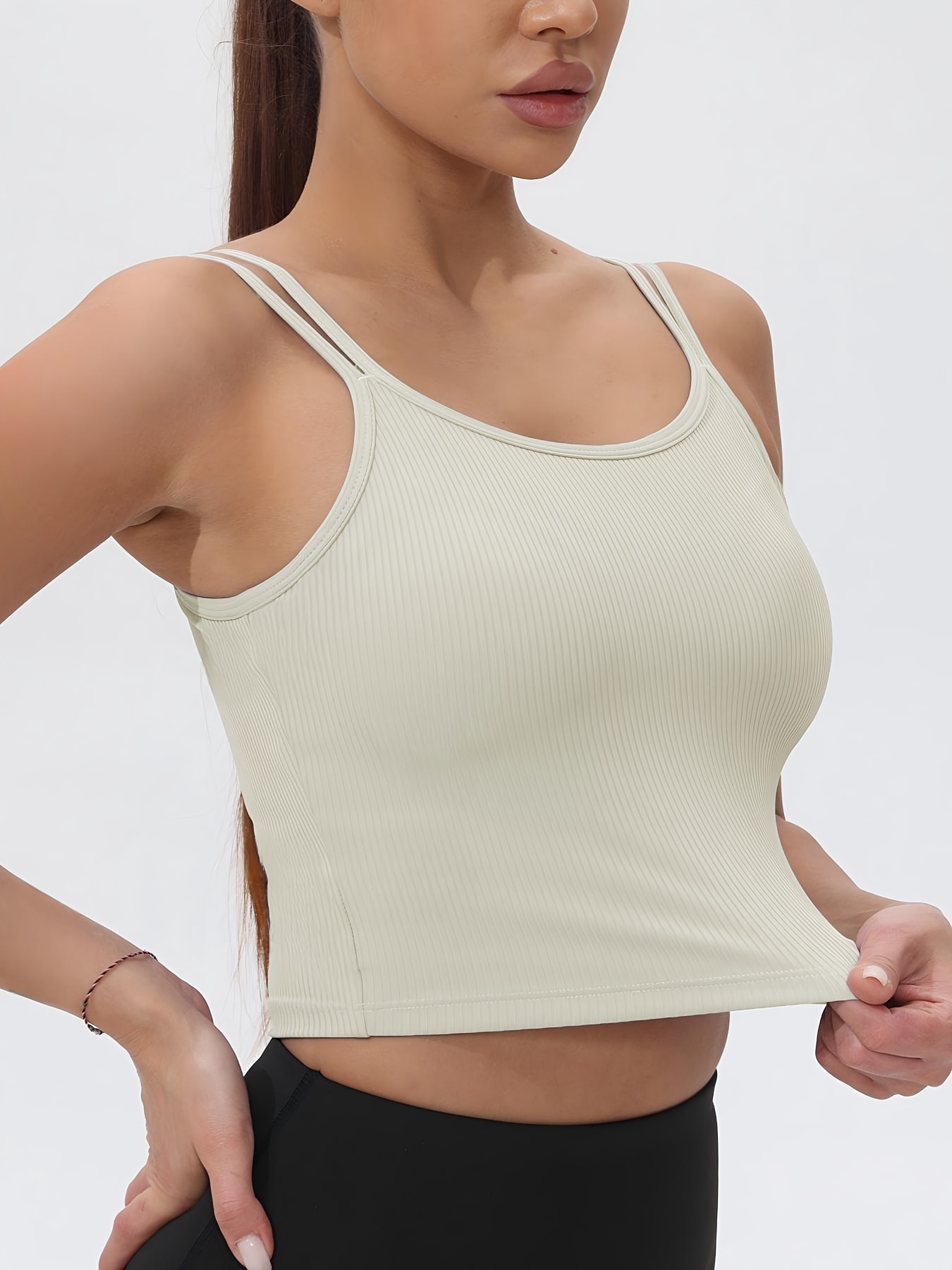 Tank Top Olahraga Crop Tanpa L - Tank Top Ribbed ulasan dan harga