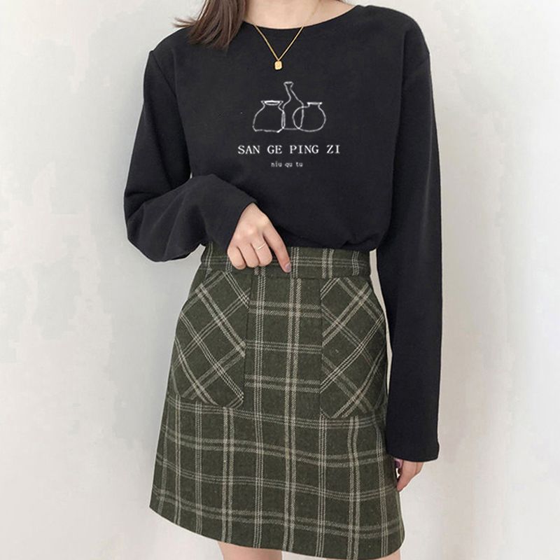 Atasan Wanita Gaya Korea Kerah - Undershirt Crew Neck ulasan dan harga